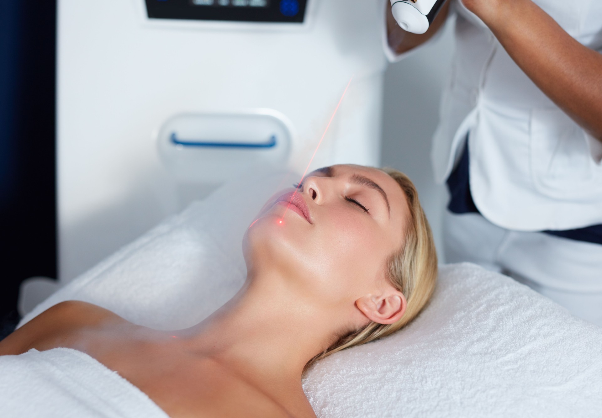 Attractive female getting local cryotherapy therapy